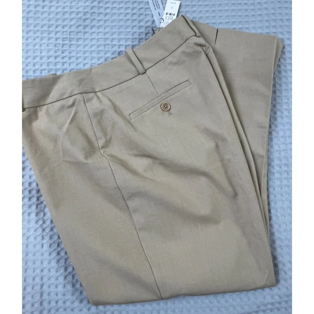 Talbots Pants Womens 12 Beige Curvy Crop Capri Stretch Pockets Casual NWT